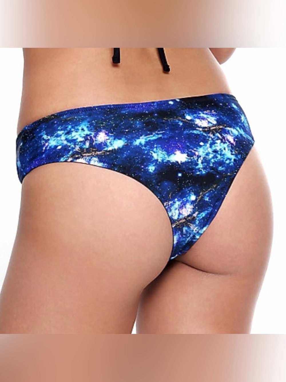 Bikini Bottoms M L Galaxy Print & Black REVERSIBLE